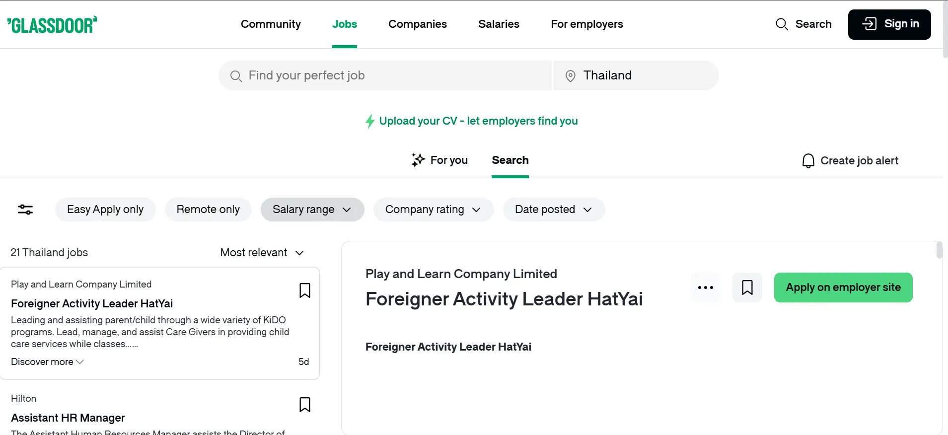 GlassDoor-Top Job Portals in Thailand